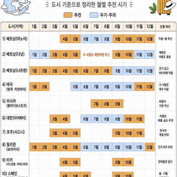 한 눈으로 보는 해외 여행 적기