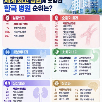 세계 최고 병원에 포함된 한국 병원 순위